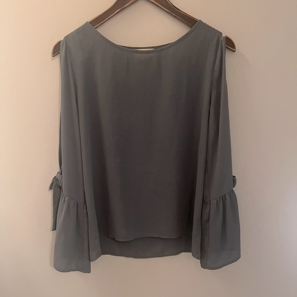 LOFT Tops - Dusty Blue Loft Shirt with open sleeves, tie sleeves, bell sleeves, size small